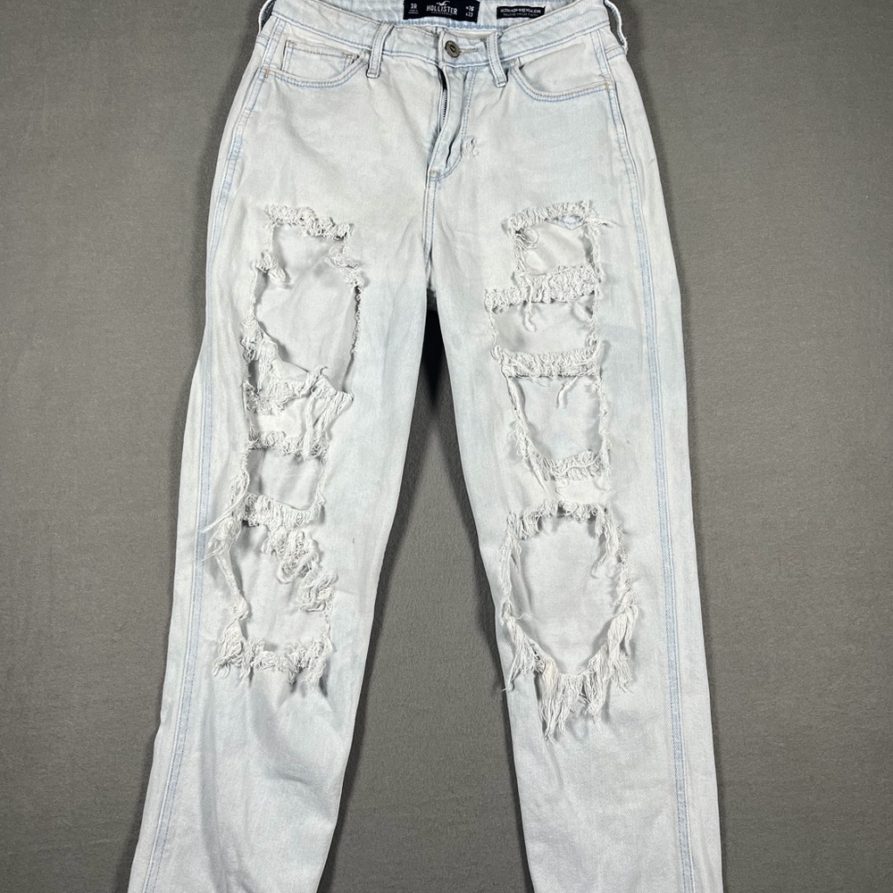 Hollister Light Blue Distressed Straight Leg Jeans